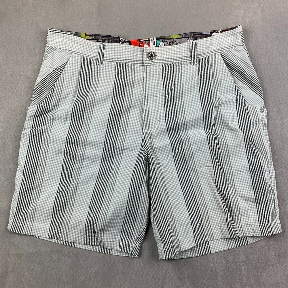 Lululemon Mens Shorts 38 White Plaid Chino Nylon Spandex Stretch 9" Inseam Golf